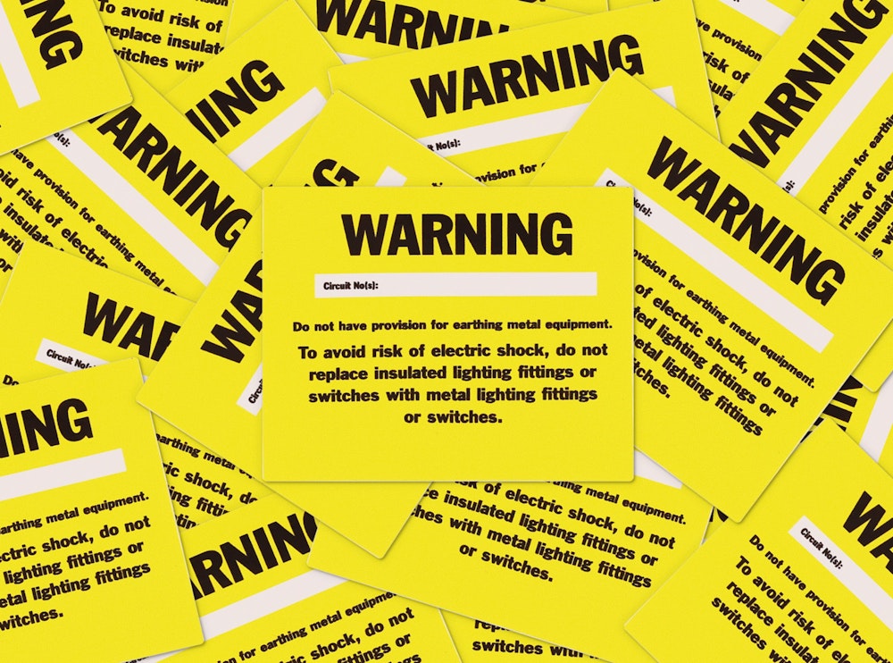 Missing Circuit Protective Conductor Warning Labels, Available to all