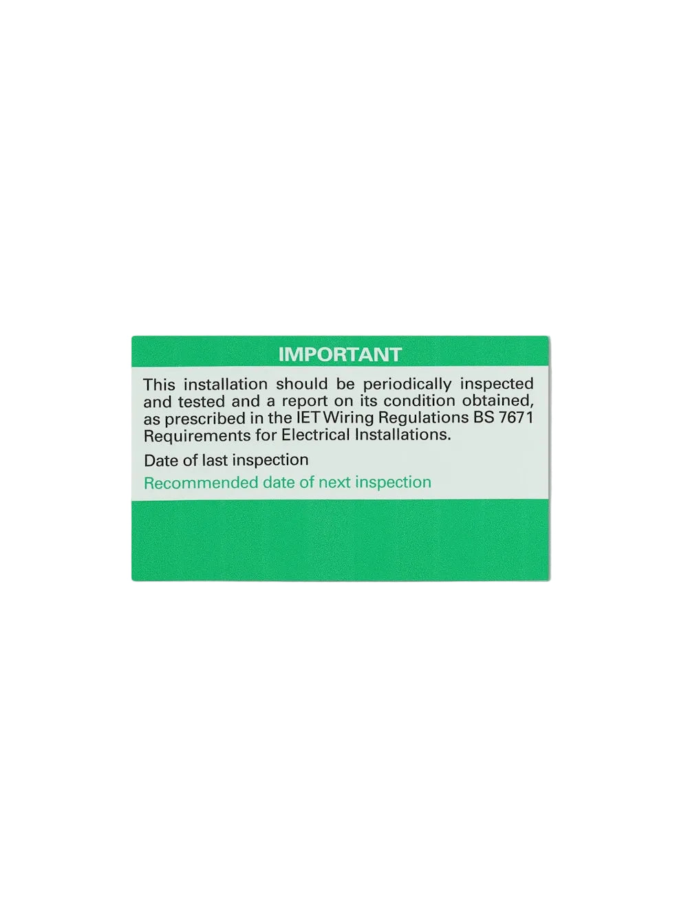 Periodic Inspection and Test Labels (Reg 514.12.01) Available to all
