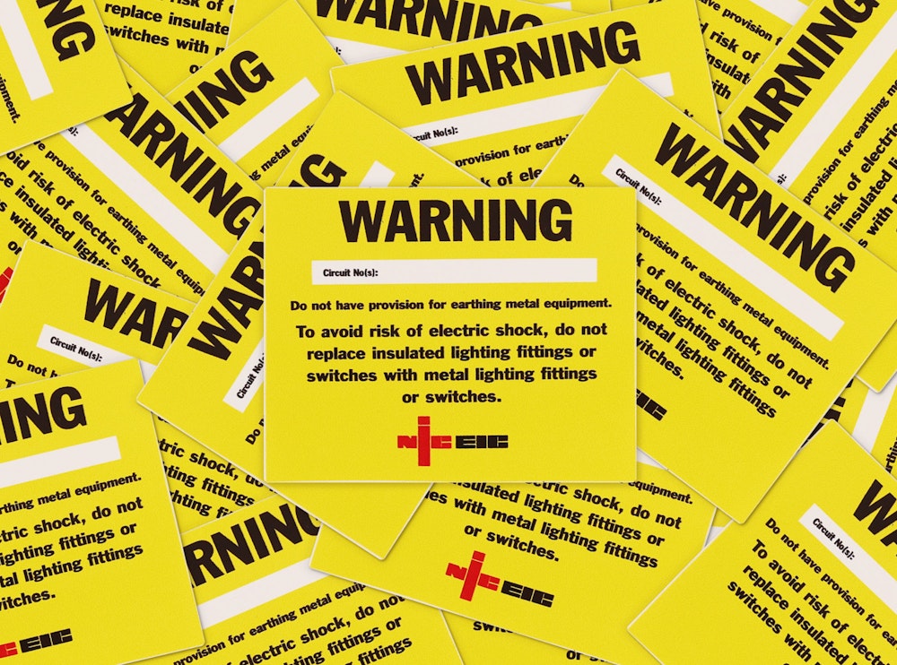 Missing Circuit Protective Conductor Warning Labels, Approved Contractor and Domestic Installer