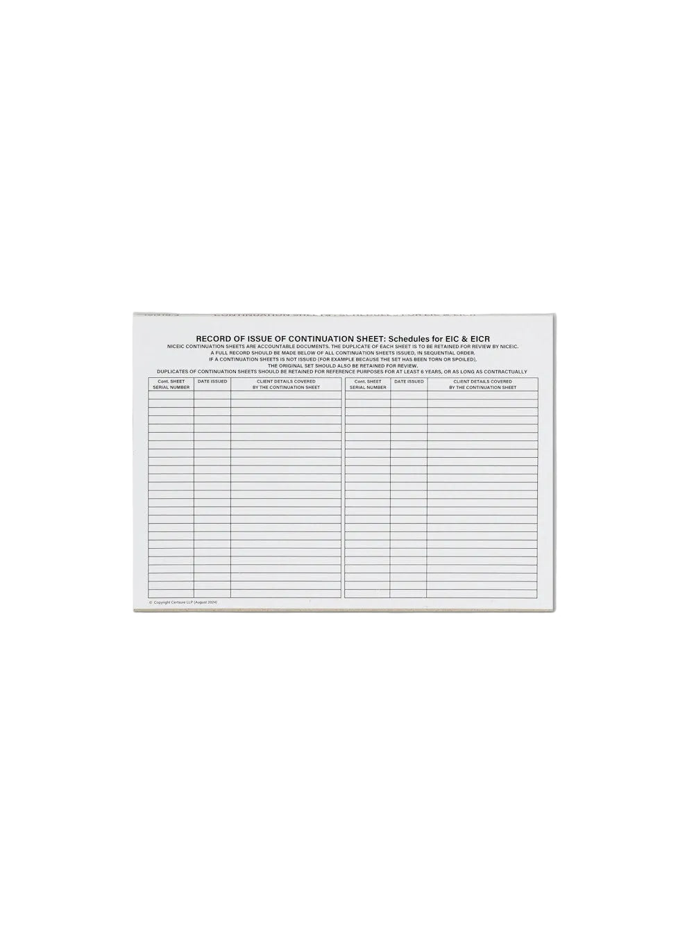 Continuation Sheets: Schedules of Circuit Details & Test Results 18.3, Approved Contractor