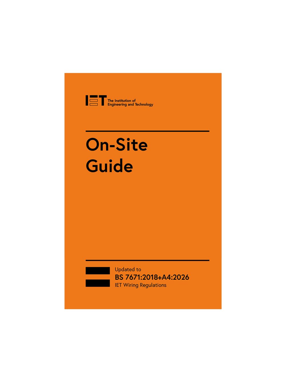 Orange book cover with 'On-Site Guide' text and IET logo on a white background