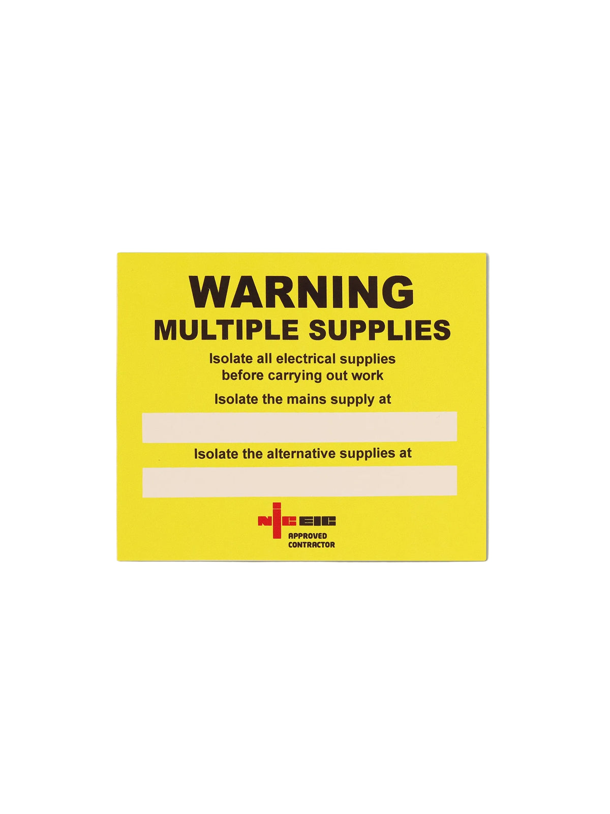 Dual Supply Labels (Reg 514.15.1), Approved Contractor