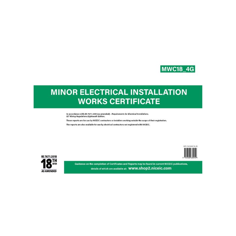 Minor Electrical Installation Works Certificate 18.4, Available to all