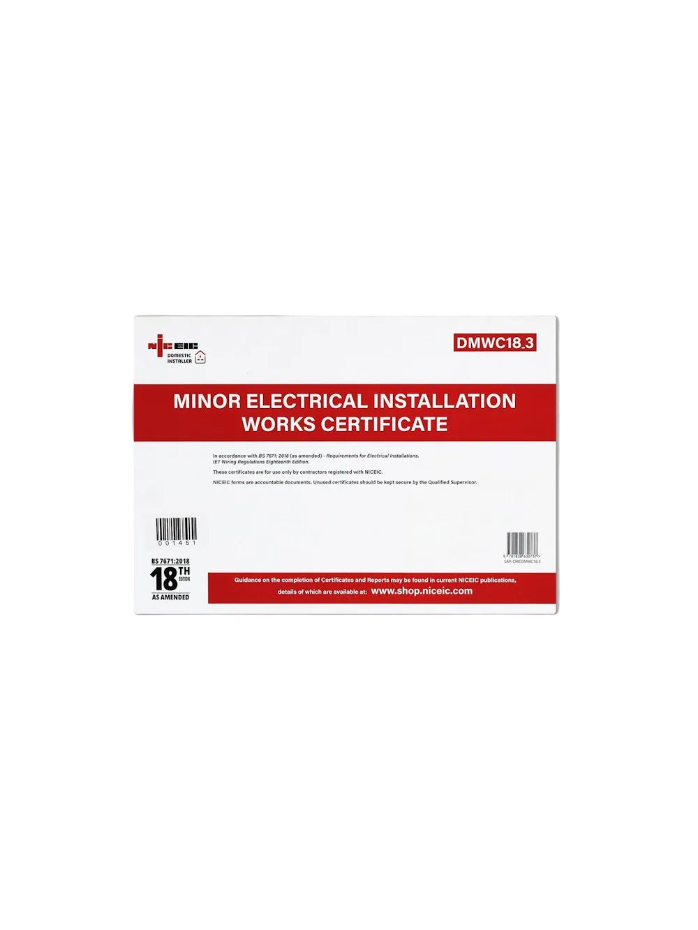 Minor Electrical Installation Works Certificate 18.3, Available to all