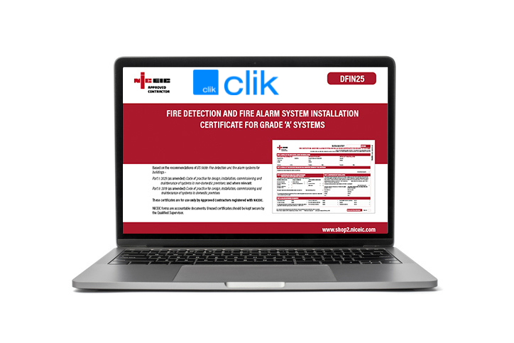 Fire Detection and Fire Alarm System Installation Certificate for Grade 'A' Systems, Clik, Approved Contractor