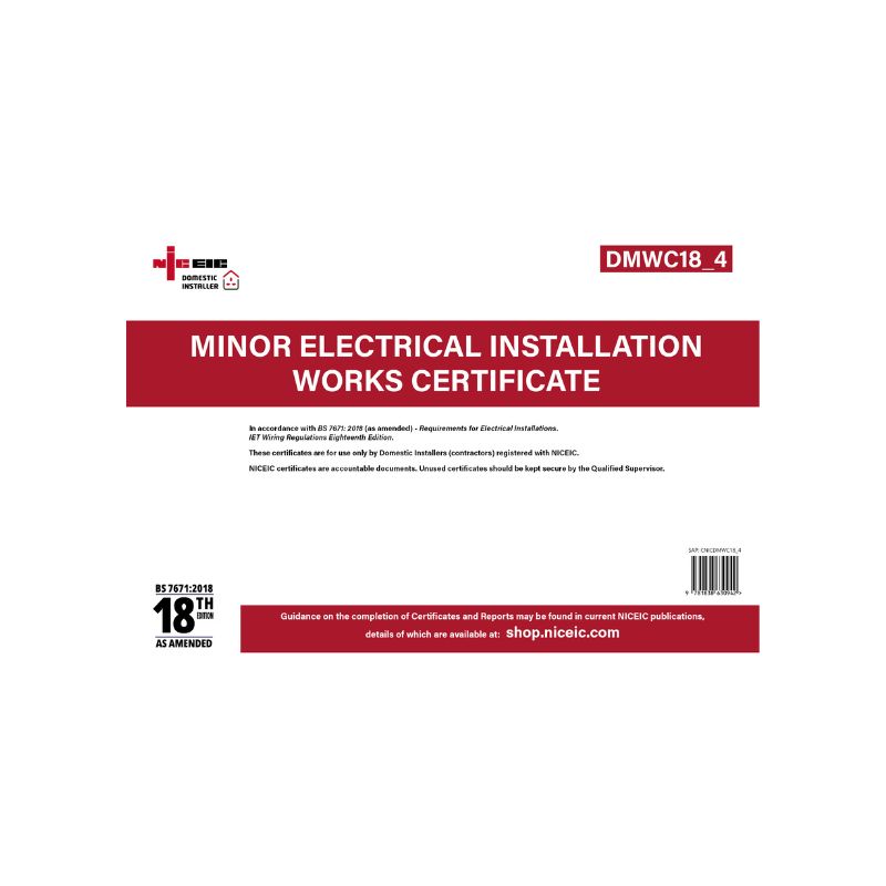 Minor Electrical Installation Works Certificate 18.4, Domestic Installer