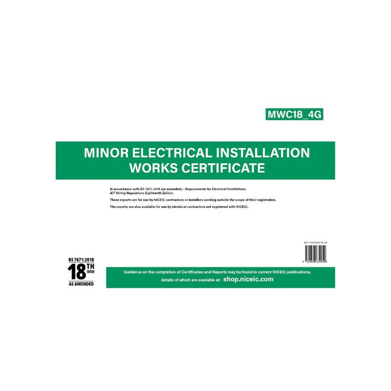 Minor Electrical Installation Works Certificate 18.4, Available to all