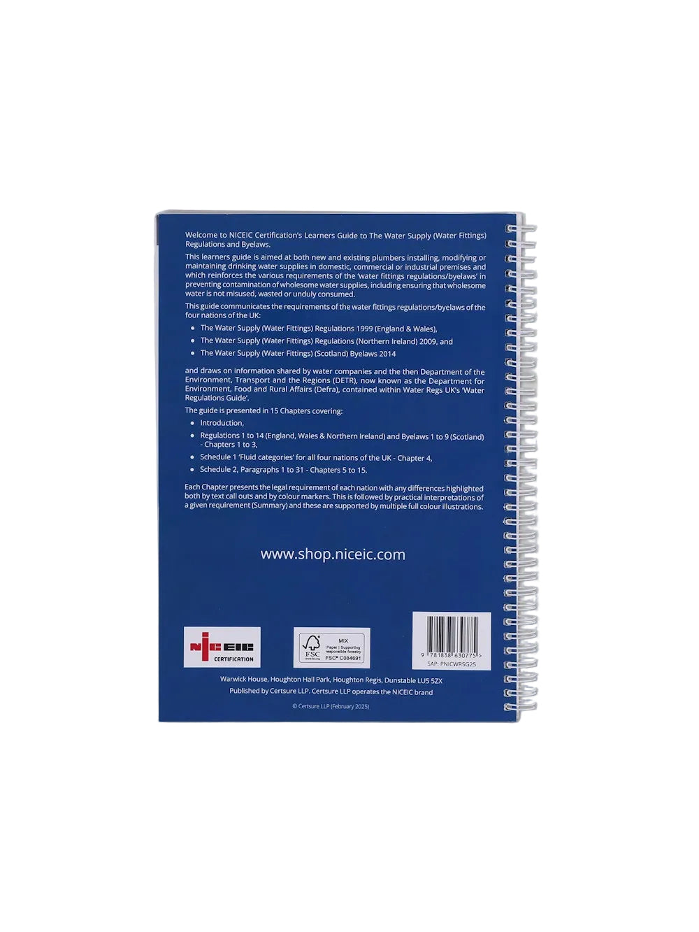 NICEIC Learners Guide to The Water Supply (Water Fittings) Regulations and Byelaws