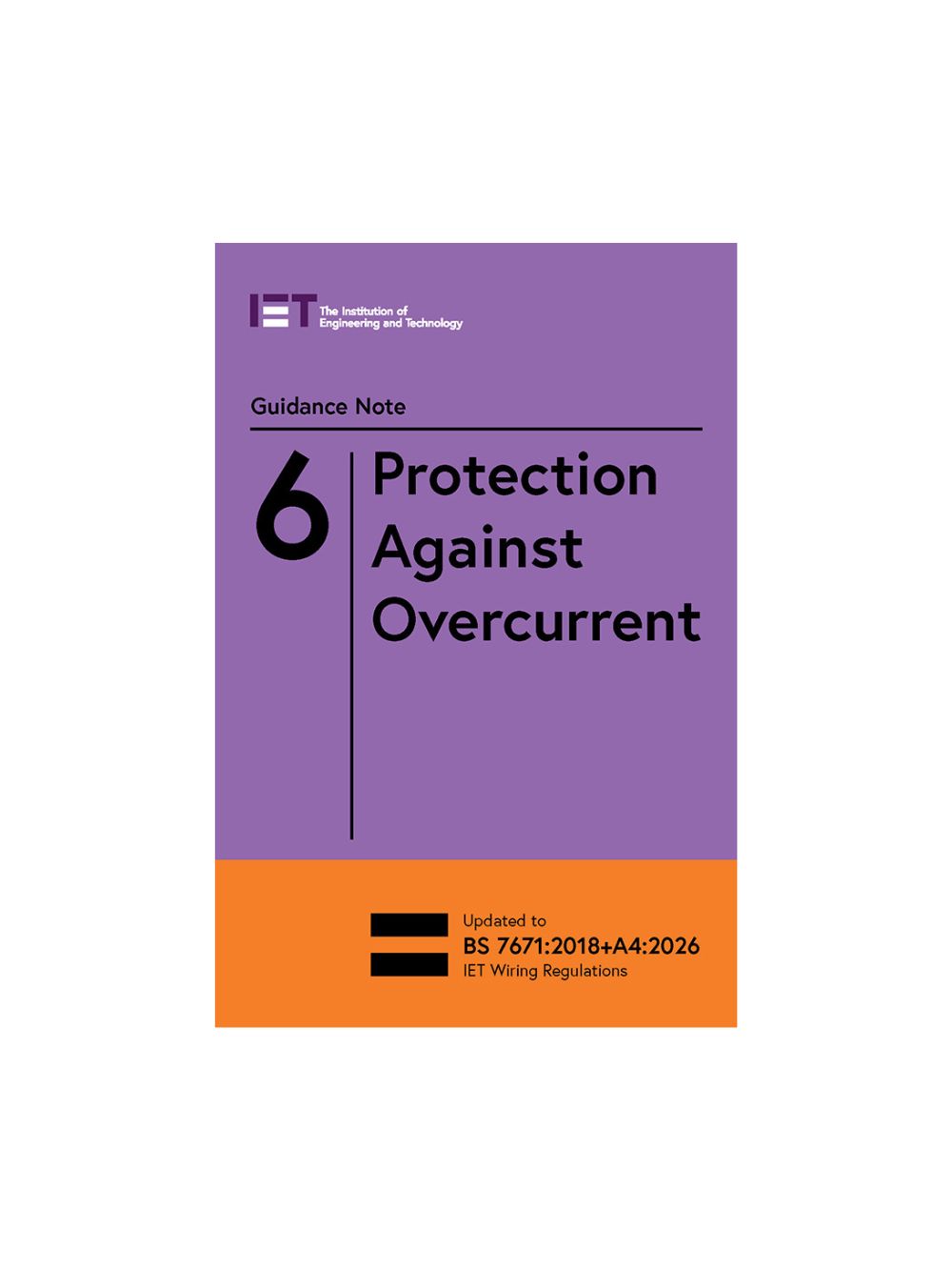 Guidance note cover titled 'Protection Against Overcurrent' with a purple and orange design.